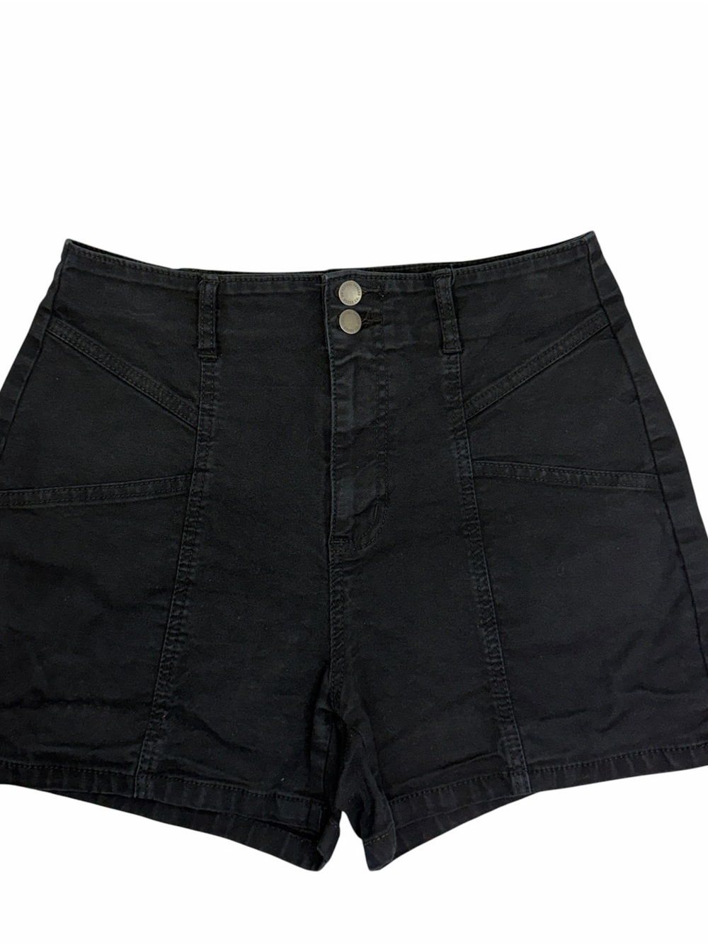 Universal Thread High Waist Black Denim Shorts with Double Button